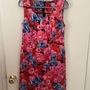 Madison Reed Colorful Blue and Red Roses Floral Dress Excellent! NWOT Size 4